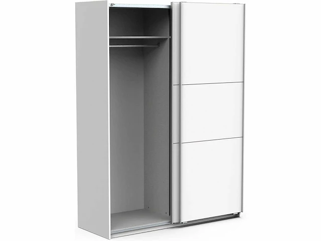 Schuifdeurkast met kledingkast – mat witte kleur & metalen afwerkingen - afbeelding 6 van  9