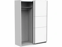 Schuifdeurkast met kledingkast – mat witte kleur & metalen afwerkingen - afbeelding 6 van  9