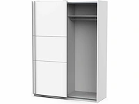 Schuifdeurkast met kledingkast – mat witte kleur & metalen afwerkingen - afbeelding 7 van  9