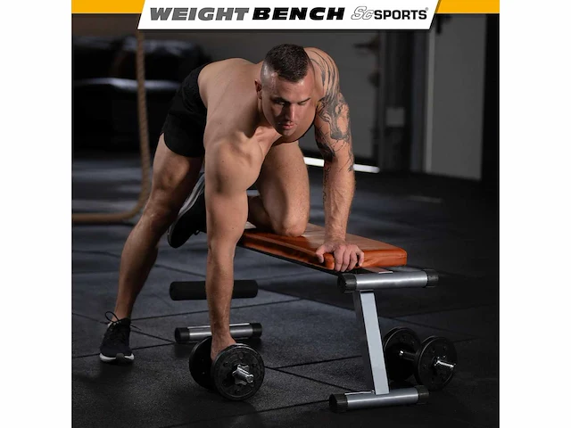 Scsports® halterbank - plat, opvouwbaar, verstelbaar, maximale belasting 120 kg - afbeelding 1 van  4