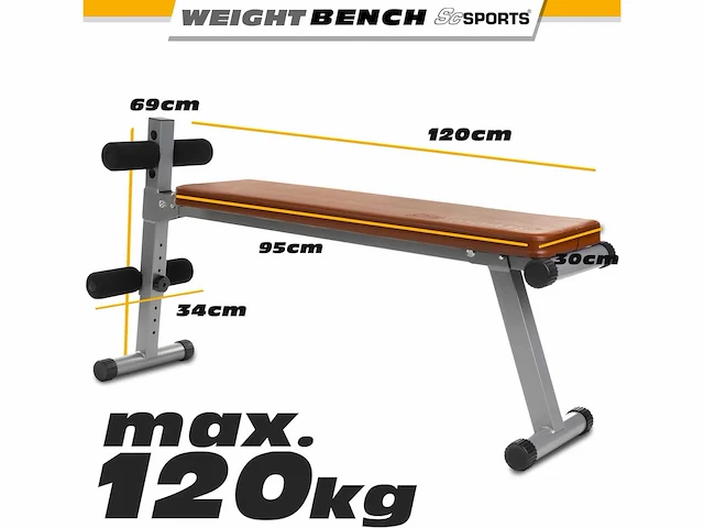 Scsports® halterbank - plat, opvouwbaar, verstelbaar, maximale belasting 120 kg - afbeelding 4 van  4