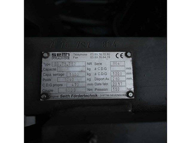 Selth rrance hydraulic clamp - 2017 - 20.75.7s2 - heftruck toebehoren - afbeelding 16 van  16