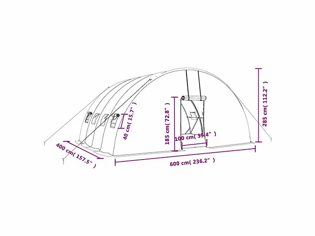 Serre met wit stalen frame 24 m² 6x4x2,85 m - gratis verzending alleen in belgië - afbeelding 8 van  8