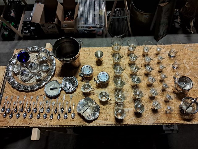 Servies zilver-glas 110 delig - afbeelding 1 van  6