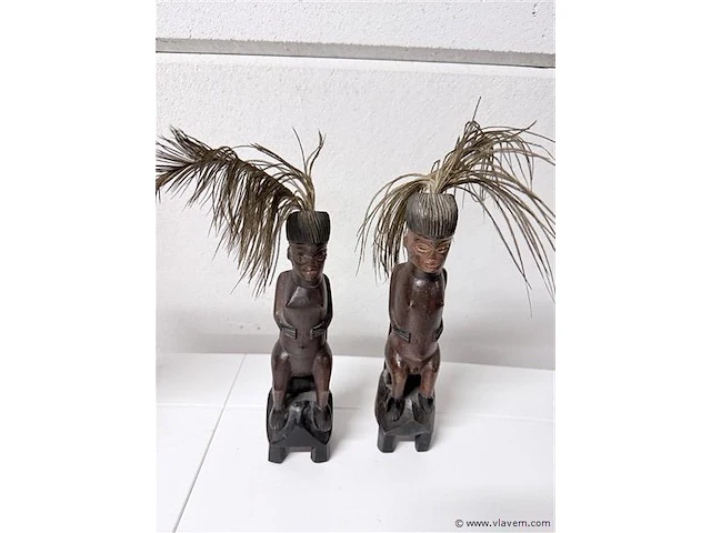 Set afrikaanse beelden man - vrouw - hout - afbeelding 1 van  3