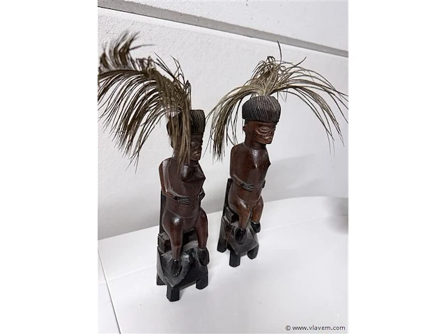 Set afrikaanse beelden man - vrouw - hout - afbeelding 2 van  3