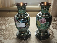 Set clossonne vazen op houten voet afm. h 30 cm - afbeelding 1 van  3