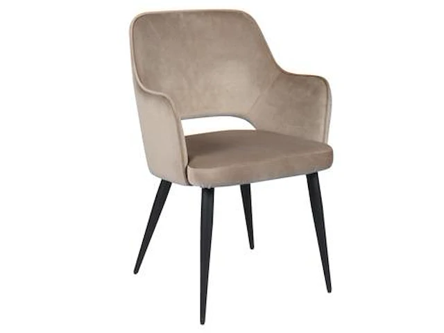 Set eetkamerstoelen puck fluweel beige - afbeelding 1 van  4