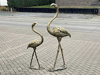 Set flamingo's old gold h165cm & h125cm - afbeelding 1 van  2