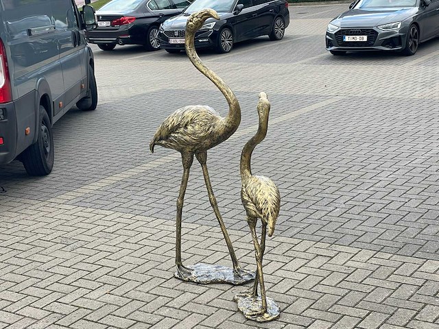 Set flamingo's old gold h165cm & h125cm - afbeelding 2 van  2