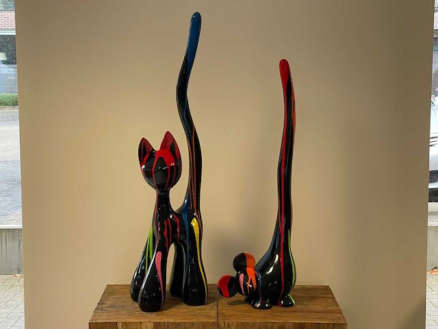 Set kat en muis met lange staart h100cm zwart trash - afbeelding 1 van  1