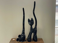 Set kat en muis met lange staart h100cm zwart - afbeelding 1 van  3