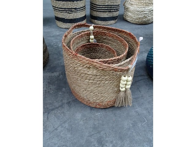 Set rieten opbergmanden - afbeelding 1 van  2