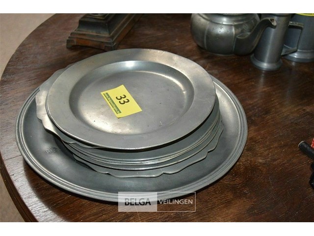 Set tinnen schotels - afbeelding 1 van  4