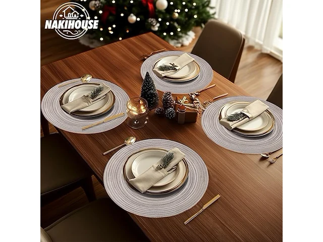 Set v 12 ronde placemats grijs - afbeelding 1 van  4
