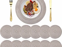 Set v 12 ronde placemats grijs - afbeelding 2 van  4