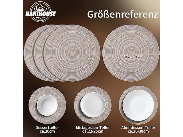 Set v 12 ronde placemats grijs - afbeelding 3 van  4