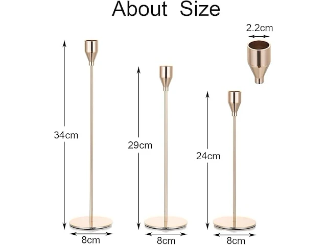 Set v 15 metalen kandelaars rose-goudkleurig - afbeelding 1 van  4