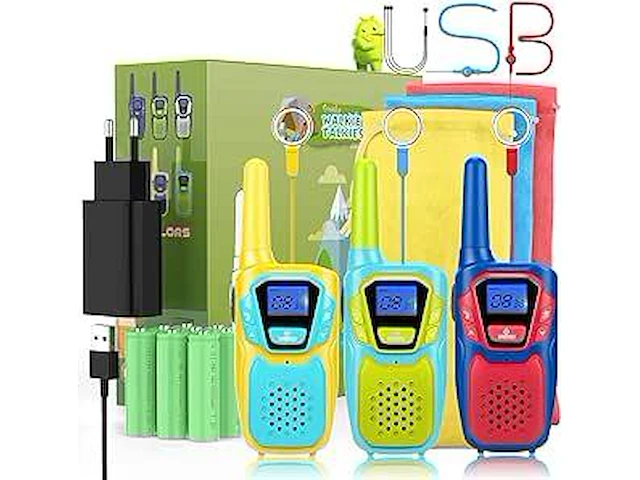 Set v 3 accu walkie-talkie fun-colours—kids - afbeelding 1 van  2