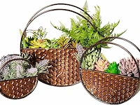 Set v 3 ronde bloempotten metaal - afbeelding 1 van  3