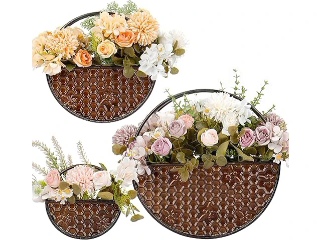 Set v 3 ronde bloempotten metaal - afbeelding 1 van  4