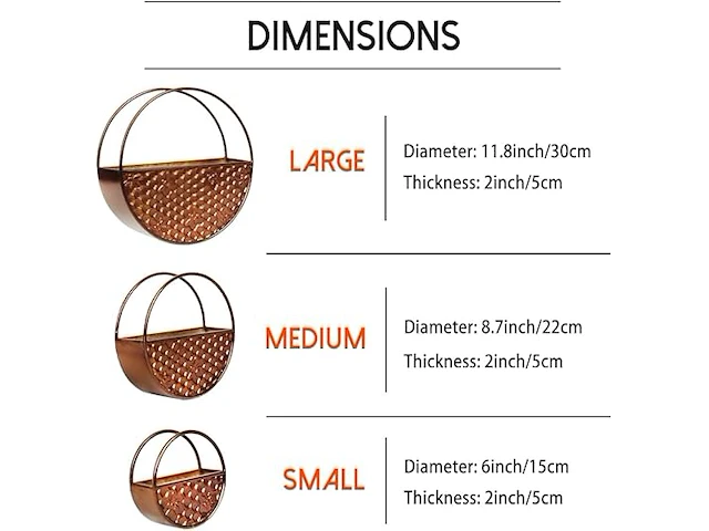 Set v 3 ronde bloempotten metaal - afbeelding 3 van  4