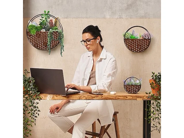 Set v 3 ronde bloempotten metaal - afbeelding 4 van  4