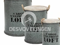 Set v 3 ronde containers metaal deco - afbeelding 1 van  3