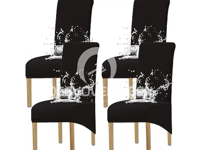 Set v 4 stretch stoelhoezen zwart - afbeelding 1 van  5