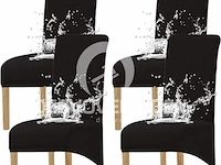 Set v 4 stretch stoelhoezen zwart - afbeelding 1 van  5