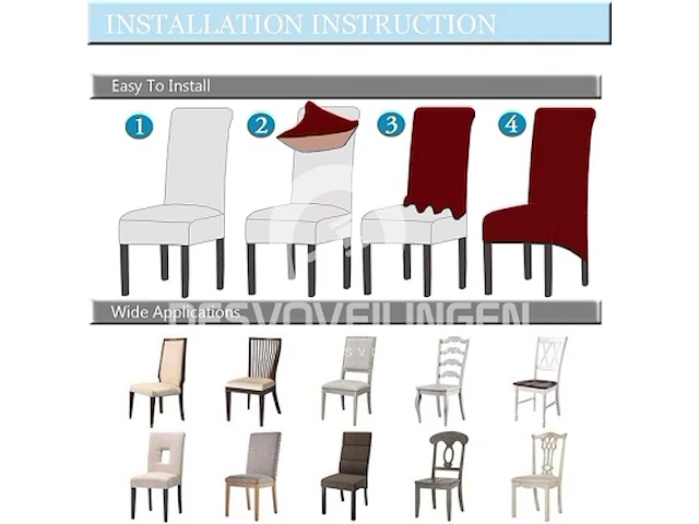 Set v 4 stretch stoelhoezen zwart - afbeelding 3 van  5