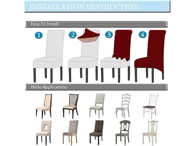 Set v 4 stretch stoelhoezen zwart - afbeelding 2 van  4