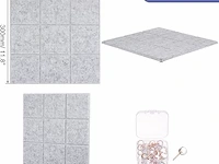 Set v 6 akoustische panelen vilt 30x30cm grijs - afbeelding 2 van  3