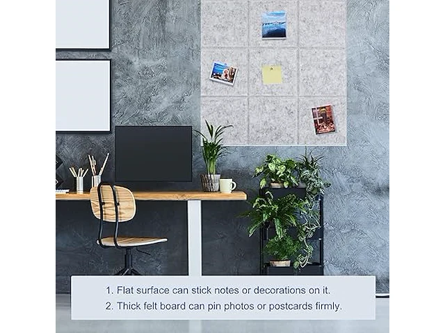 Set v 6 akoustische panelen vilt 30x30cm grijs - afbeelding 3 van  3