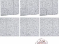 Set v 6 akoustische panelen vilt 30x30cm grijs - afbeelding 1 van  3