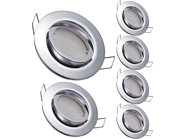 Set v 6 led inbouwspots 23ov chroom rond - afbeelding 1 van  7