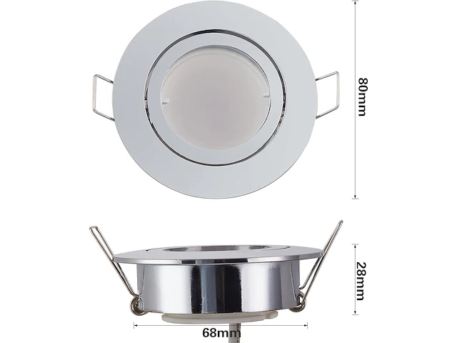 Set v 6 led inbouwspots 23ov chroom rond - afbeelding 4 van  7