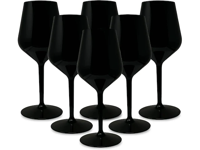 Set v 6 onbreekbare wijnglazen 33cl zwart - afbeelding 2 van  3