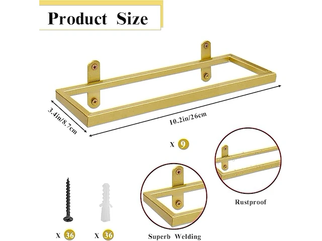 Set v 9 hangende wijnfleshouders goudkleurig - afbeelding 4 van  4