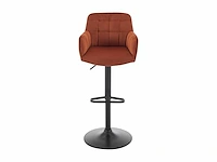 Set van 2 barkrukken in fluweel en zwart metaal - in hoogte verstelbaar - terracotta - afbeelding 4 van  18