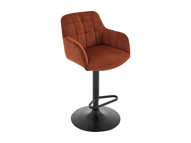 Set van 2 barkrukken in fluweel en zwart metaal - in hoogte verstelbaar - terracotta - afbeelding 6 van  18