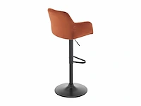 Set van 2 barkrukken in fluweel en zwart metaal - in hoogte verstelbaar - terracotta - afbeelding 9 van  18