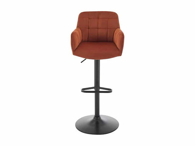 Set van 2 barkrukken in fluweel en zwart metaal - in hoogte verstelbaar - terracotta - afbeelding 12 van  18
