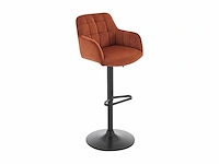 Set van 2 barkrukken in fluweel en zwart metaal - in hoogte verstelbaar - terracotta - afbeelding 13 van  18