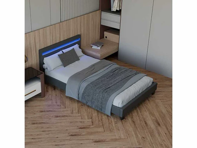 Set van 2 bedden 120x200cm met led verlichting en lattenbodem - afbeelding 1 van  10