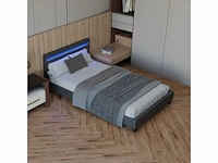 Set van 2 bedden 120x200cm met led verlichting en lattenbodem