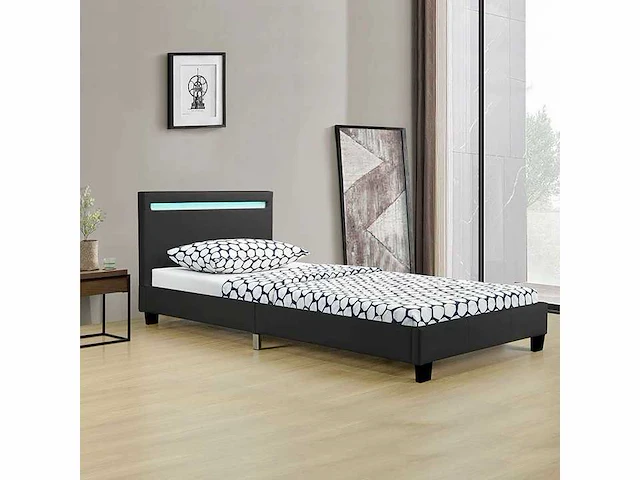 Set van 2 bedden met led verlichting en lattenbodem - 90x200cm - afbeelding 1 van  8