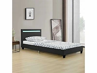 Set van 2 bedden met led verlichting en lattenbodem - 90x200cm