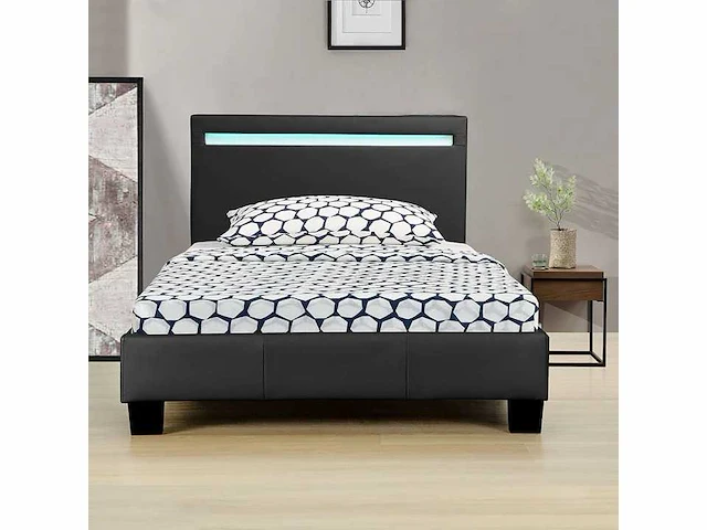 Set van 2 bedden met led verlichting en lattenbodem - 90x200cm - afbeelding 2 van  8