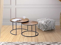 Set van 2 bijzettafels - zwart en goud - afbeelding 1 van  6